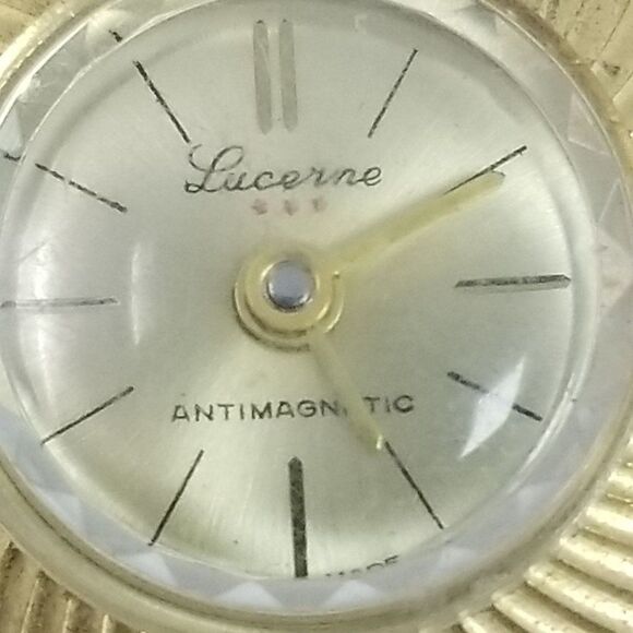 Vintage Lucerne Pendant Watch, Automatic, Gold Tone Radiant Design Case, AS IS - Picture 3 of 6